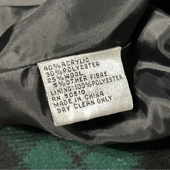 Le Suit Paris New York Vintage90s Double Breasted Blazer Plaid Navy Green - Picture 6 of 6